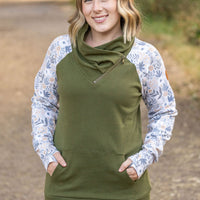 IN STOCK Zoey ZipCowl - Olive and Boho Floral