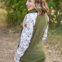 IN STOCK Zoey ZipCowl - Olive and Boho Floral