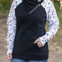 IN STOCK Zoey ZipCowl - Black and Geometric