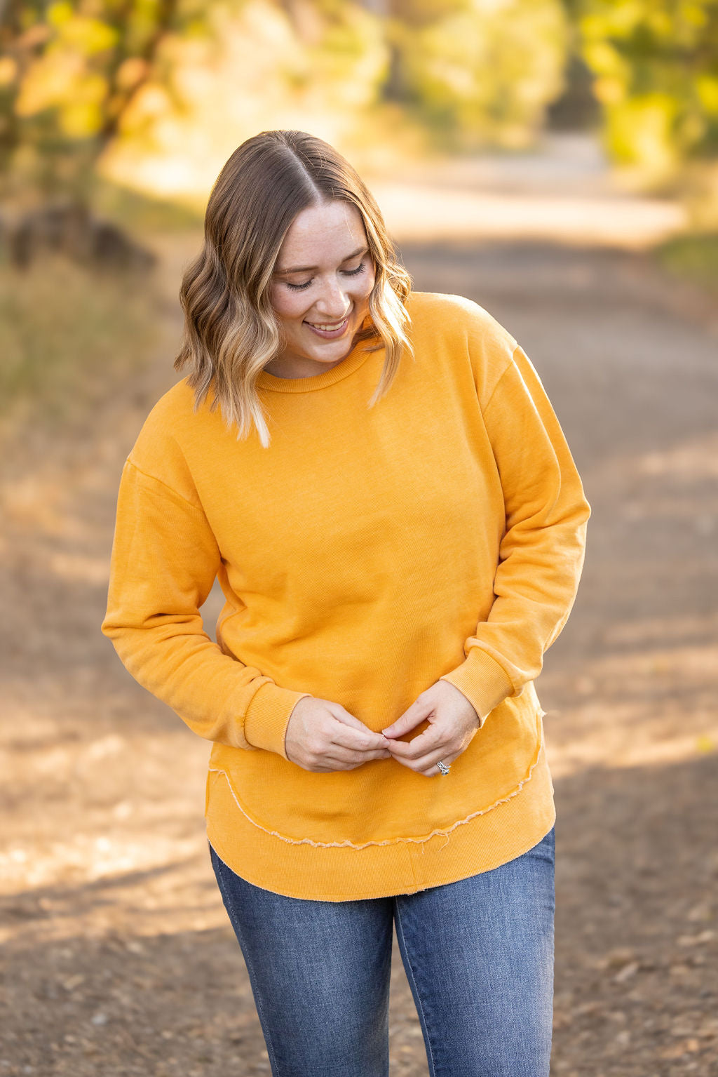 IN STOCK Vintage Wash Pullover - Mustard FINAL SALE