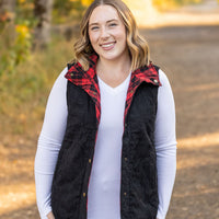 IN STOCK Reversible Vest - Corded Black and Plaid