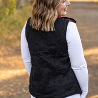 IN STOCK Reversible Vest - Corded Black and Plaid