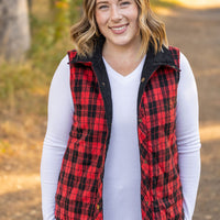 IN STOCK Reversible Vest - Corded Black and Plaid