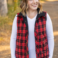 IN STOCK Reversible Vest - Corded Black and Plaid