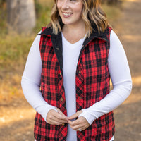 IN STOCK Reversible Vest - Corded Black and Plaid