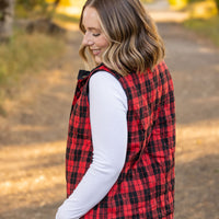 IN STOCK Reversible Vest - Corded Black and Plaid