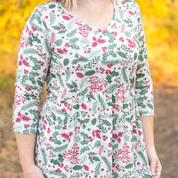 IN STOCK 3/4 Sleeve Sarah Ruffle - Holiday Berry