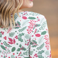 IN STOCK 3/4 Sleeve Sarah Ruffle - Holiday Berry