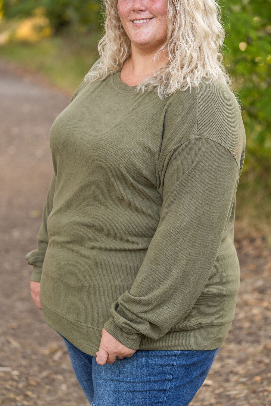 IN STOCK Corrine Ribbed Pullover Top - Olive