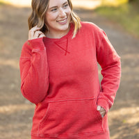 IN STOCK Vintage Wash Pocket Pullover - Red