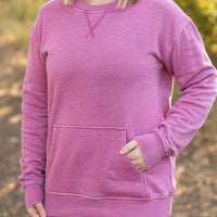 IN STOCK Vintage Wash Pocket Pullover - Mulberry