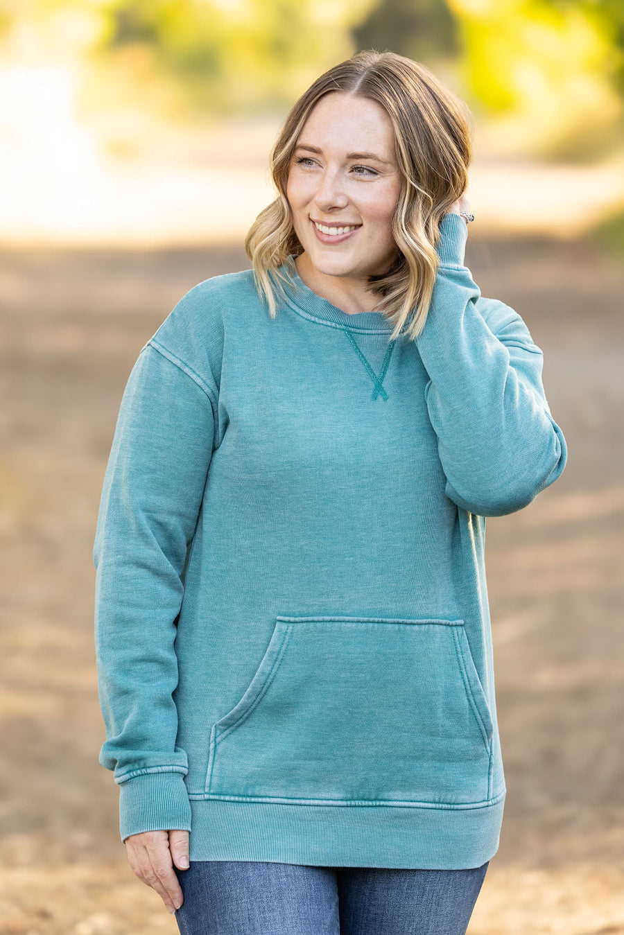 IN STOCK Vintage Wash Pocket Pullover - Teal