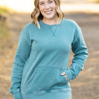 IN STOCK Vintage Wash Pocket Pullover - Teal