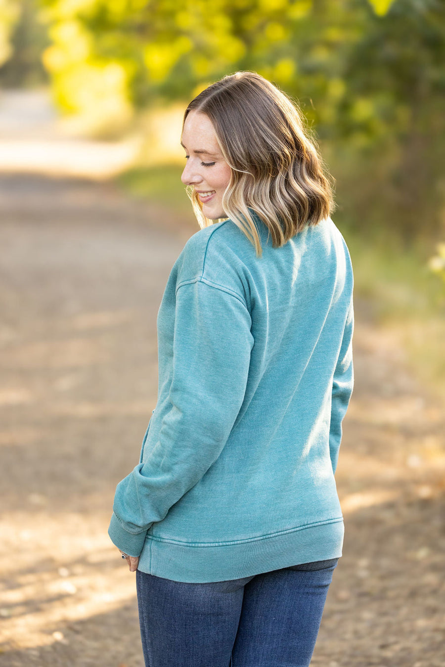 IN STOCK Vintage Wash Pocket Pullover - Teal