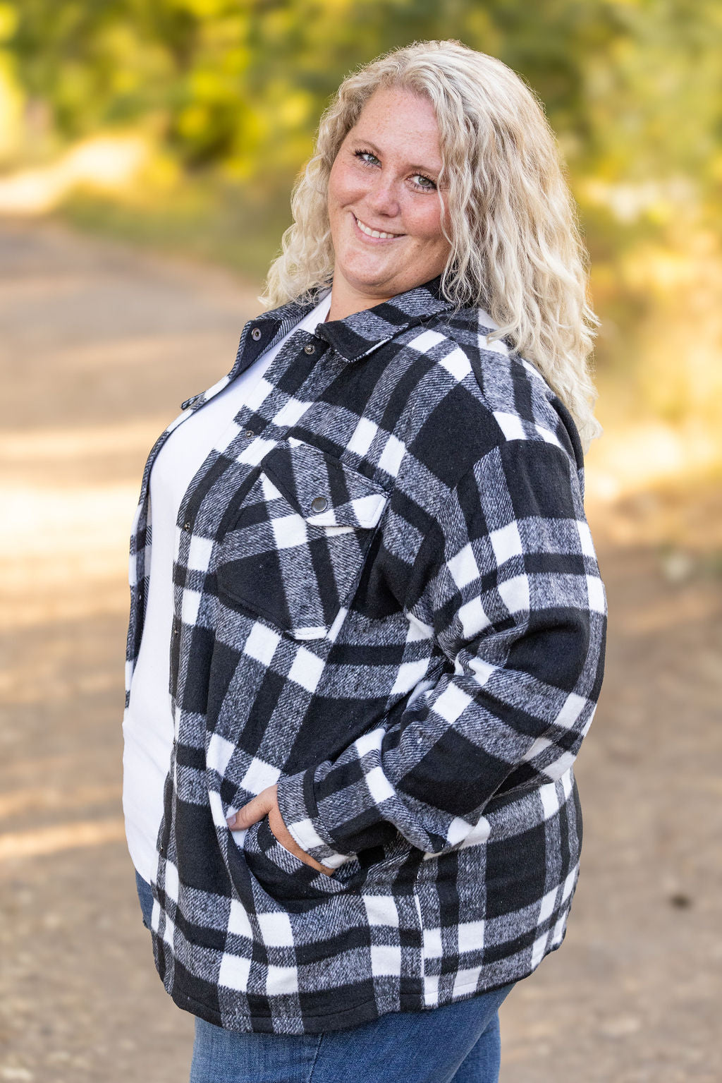 IN STOCK Norah Plaid Shacket - Classic Black and White | Women&