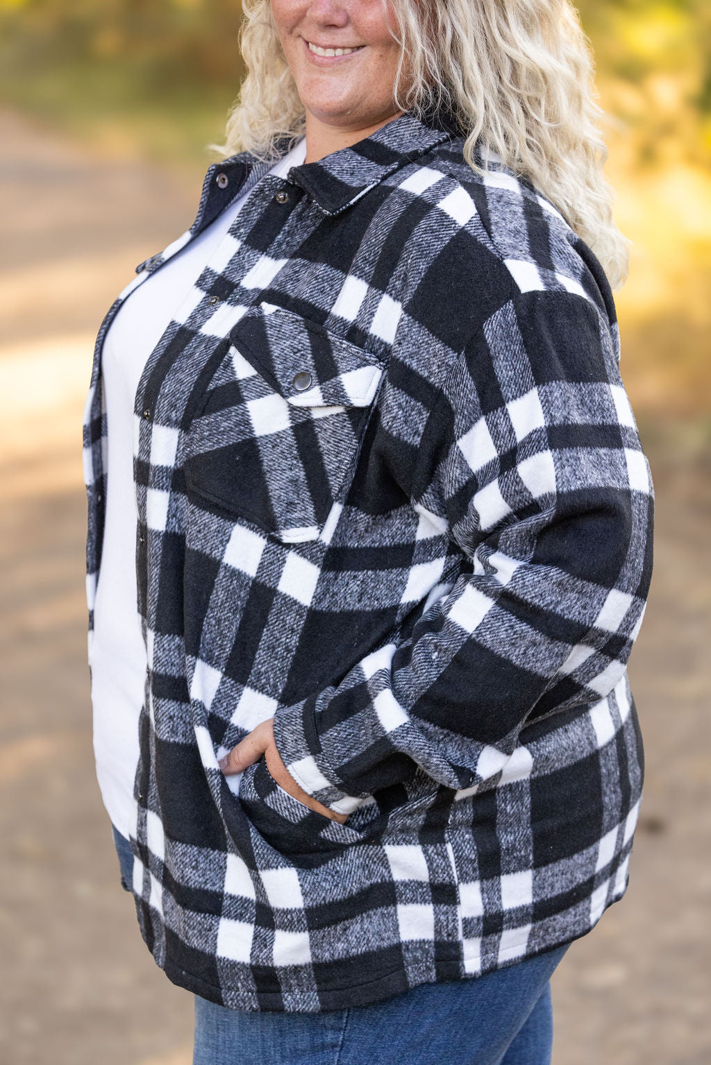 IN STOCK Norah Plaid Shacket - Classic Black and White | Women&