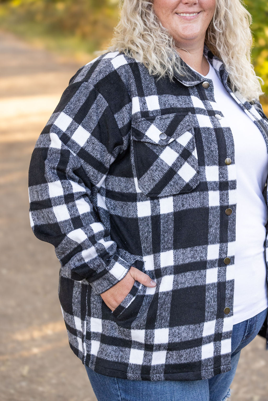 IN STOCK Norah Plaid Shacket - Classic Black and White | Women&