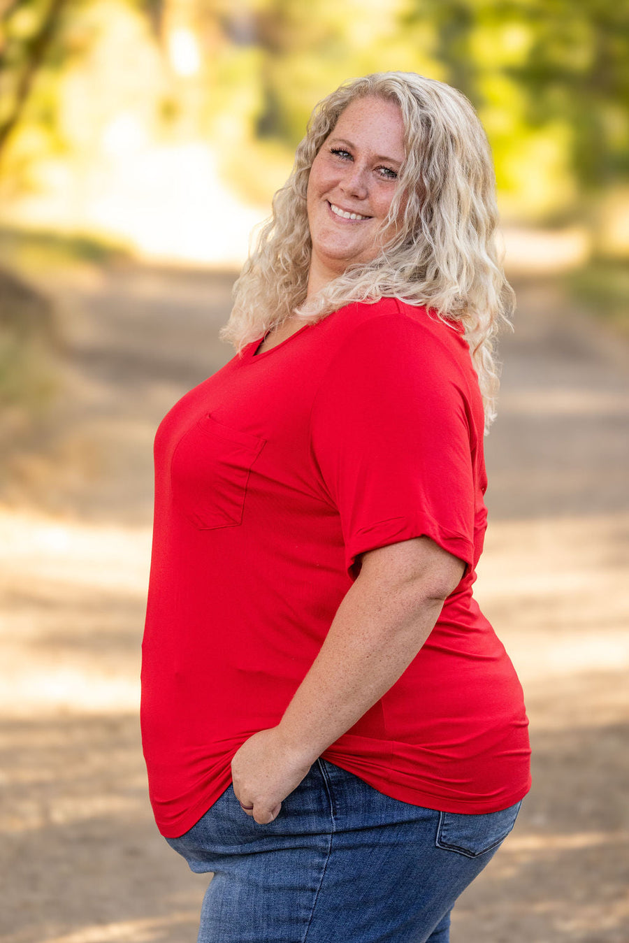 IN STOCK Sophie Pocket Tee - Red | Women's Short Sleeve