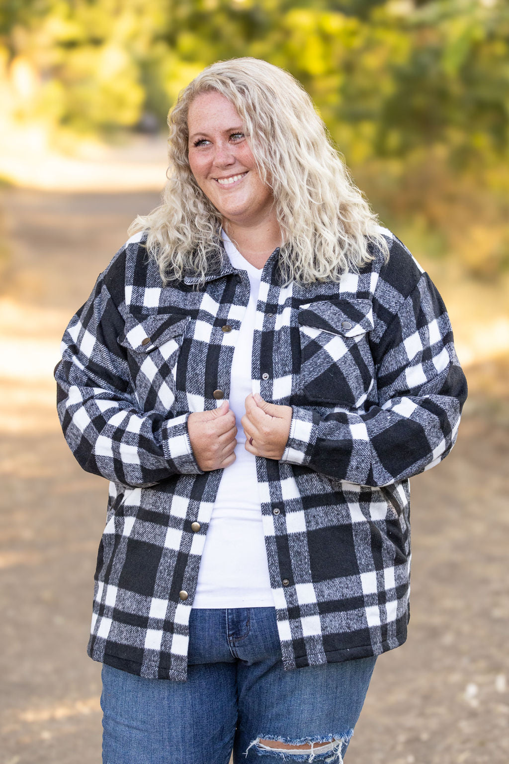 IN STOCK Norah Plaid Shacket - Classic Black and White | Women&