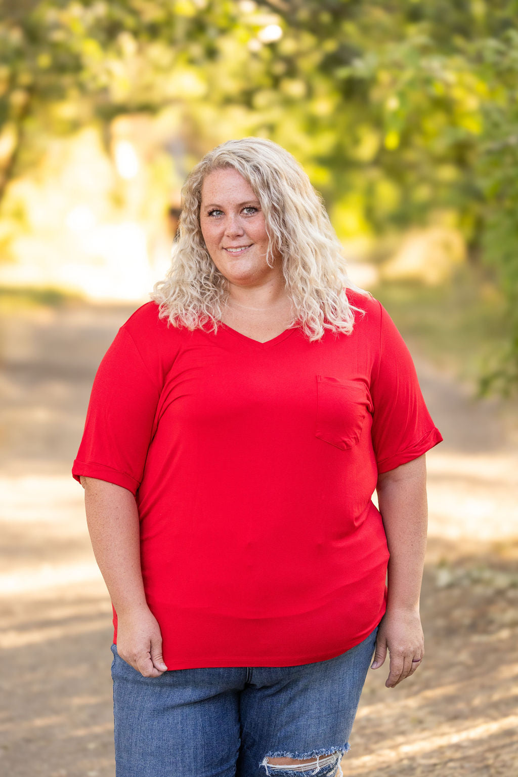 IN STOCK Sophie Pocket Tee - Red | Women&