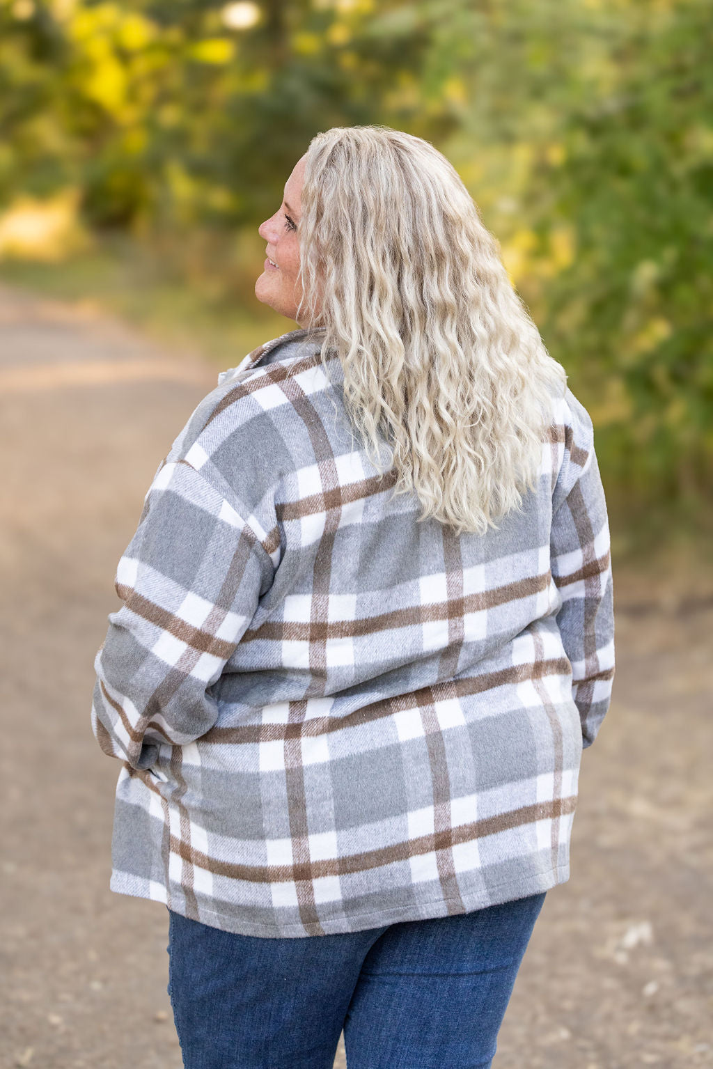 IN STOCK Norah Plaid Shacket - Grey and Tan | Women&