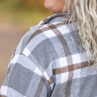 IN STOCK Norah Plaid Shacket - Grey and Tan | Women's Shacket FINAL SALE