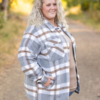 IN STOCK Norah Plaid Shacket - Grey and Tan | Women's Shacket FINAL SALE