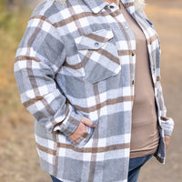 IN STOCK Norah Plaid Shacket - Grey and Tan | Women's Shacket FINAL SALE