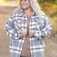 IN STOCK Norah Plaid Shacket - Grey and Tan | Women's Shacket FINAL SALE