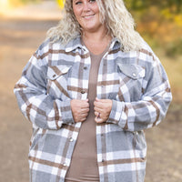 IN STOCK Norah Plaid Shacket - Grey and Tan | Women's Shacket FINAL SALE