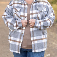 IN STOCK Norah Plaid Shacket - Grey and Tan | Women's Shacket FINAL SALE