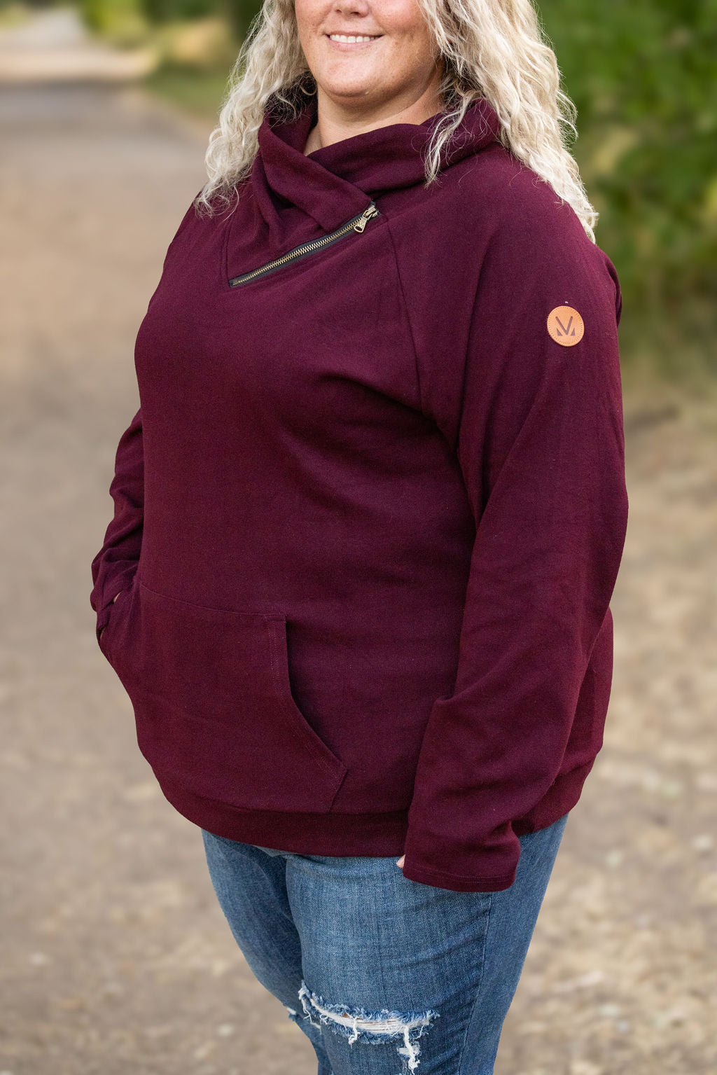 IN STOCK Classic Zoey ZipCowl Sweatshirt - Burgundy FINAL SALE