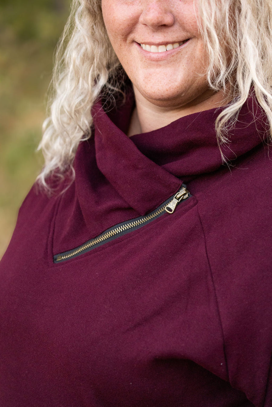 IN STOCK Classic Zoey ZipCowl Sweatshirt - Burgundy FINAL SALE