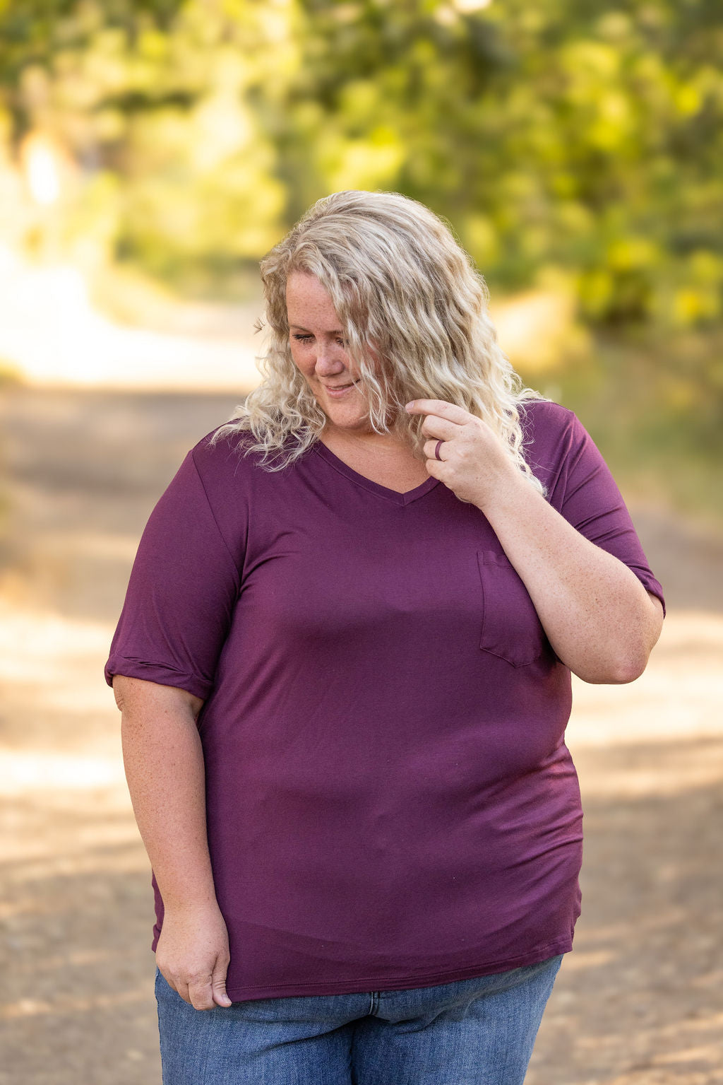 IN STOCK Sophie Pocket Tee - Burgundy | Women&