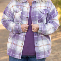 IN STOCK Norah Plaid Shacket - Purple and Gold FINAL SALE