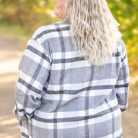 IN STOCK Norah Plaid Shacket - Classic Grey and White | Women's Shacket FINAL SALE