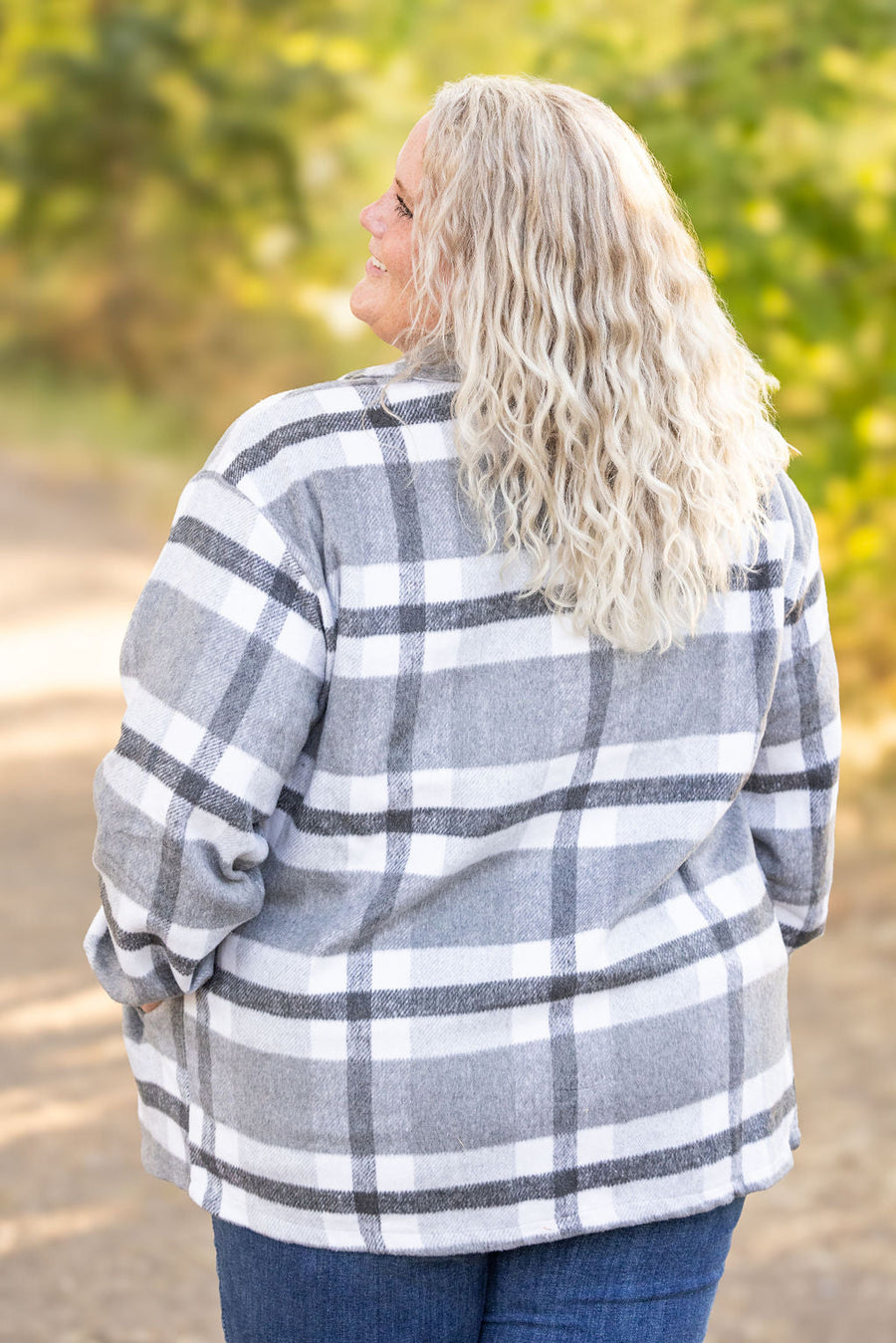 IN STOCK Norah Plaid Shacket - Classic Grey and White | Women's Shacket FINAL SALE