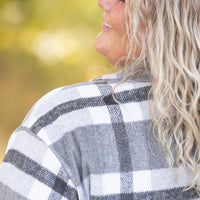 IN STOCK Norah Plaid Shacket - Classic Grey and White | Women's Shacket FINAL SALE