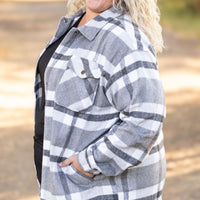 IN STOCK Norah Plaid Shacket - Classic Grey and White | Women's Shacket FINAL SALE