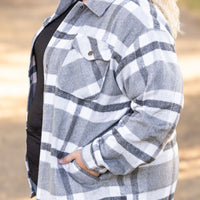 IN STOCK Norah Plaid Shacket - Classic Grey and White | Women's Shacket FINAL SALE