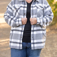 IN STOCK Norah Plaid Shacket - Classic Grey and White | Women's Shacket FINAL SALE