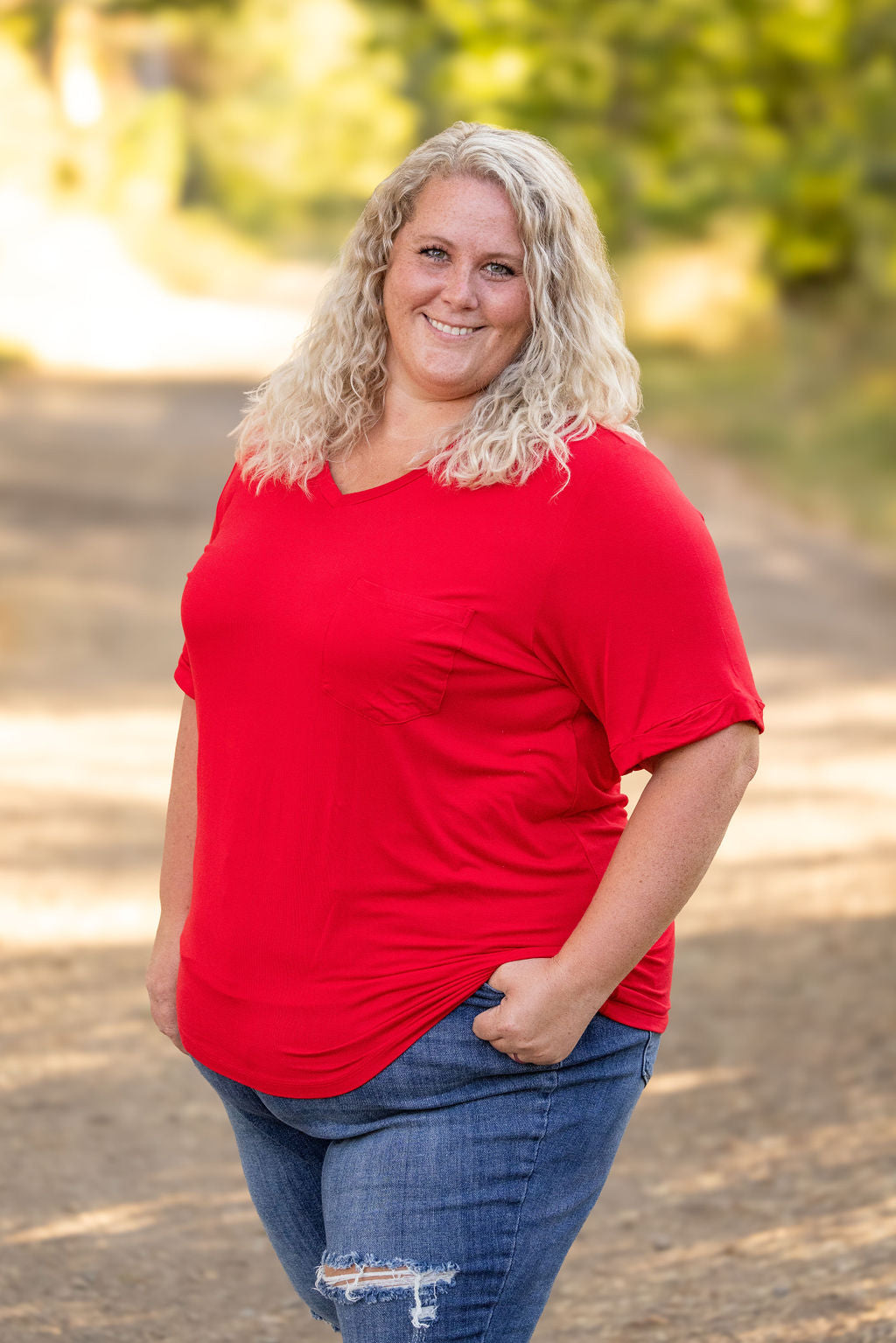 IN STOCK Sophie Pocket Tee - Red | Women&