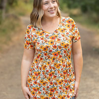 IN STOCK Sarah Ruffle Short Sleeve - Fall Floral FINAL SALE