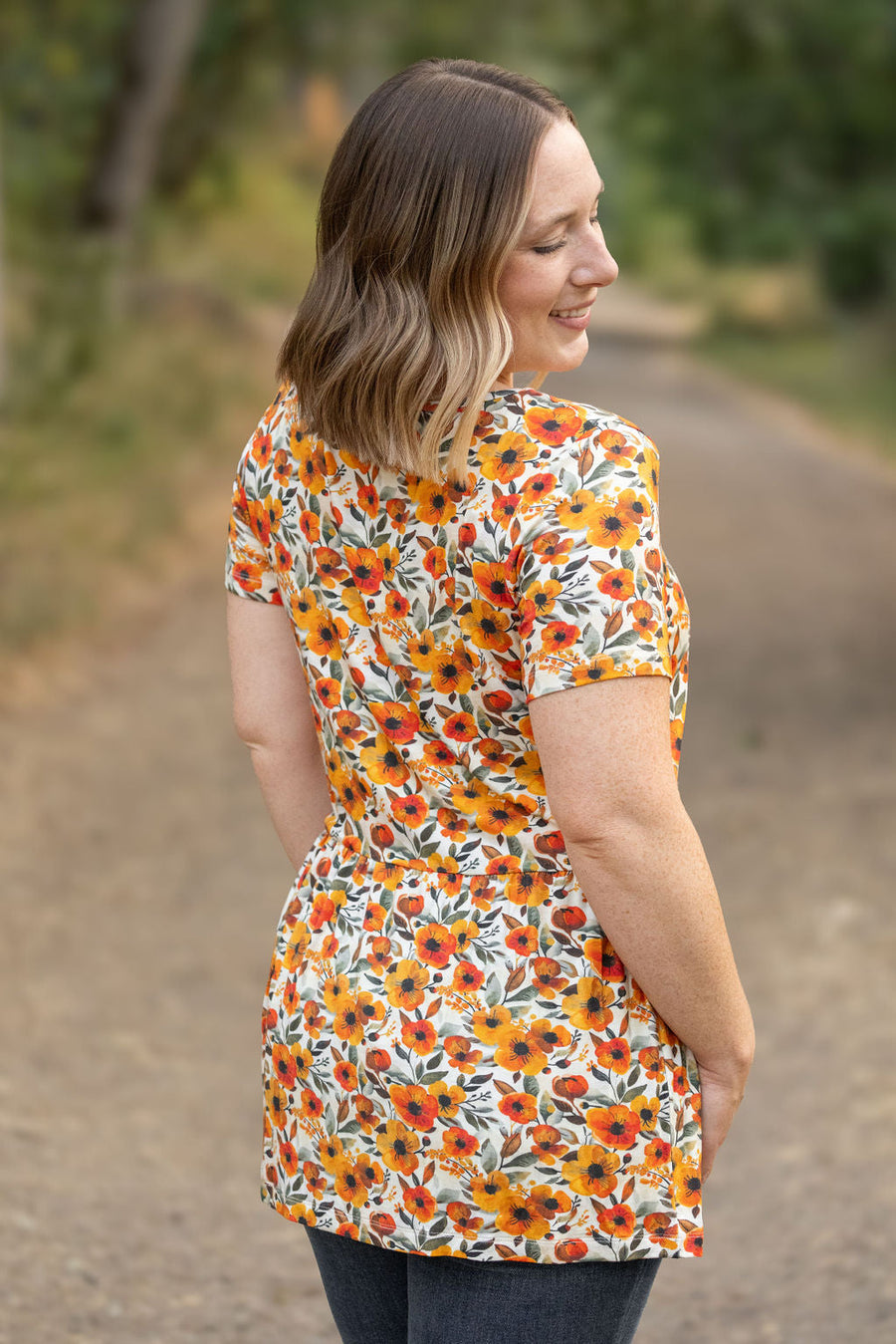 IN STOCK Sarah Ruffle Short Sleeve - Fall Floral FINAL SALE