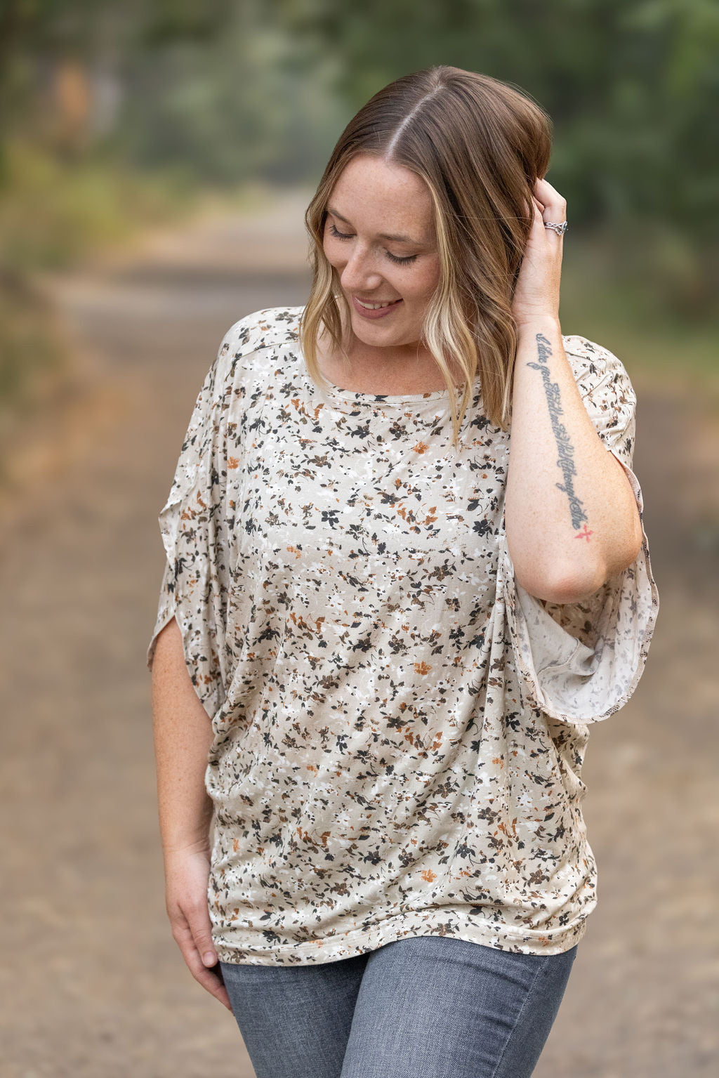 IN STOCK Darcy Dolman - Tan Micro Floral