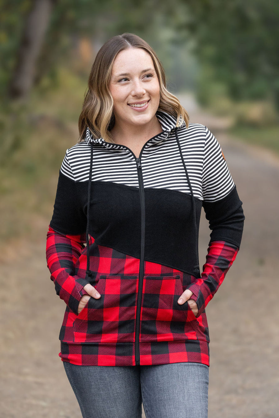 IN STOCK Colorblock Fullzip - Plaid and Stripes