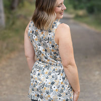 IN STOCK Renee Ruffle Tank - Boho Olive Floral FINAL SALE