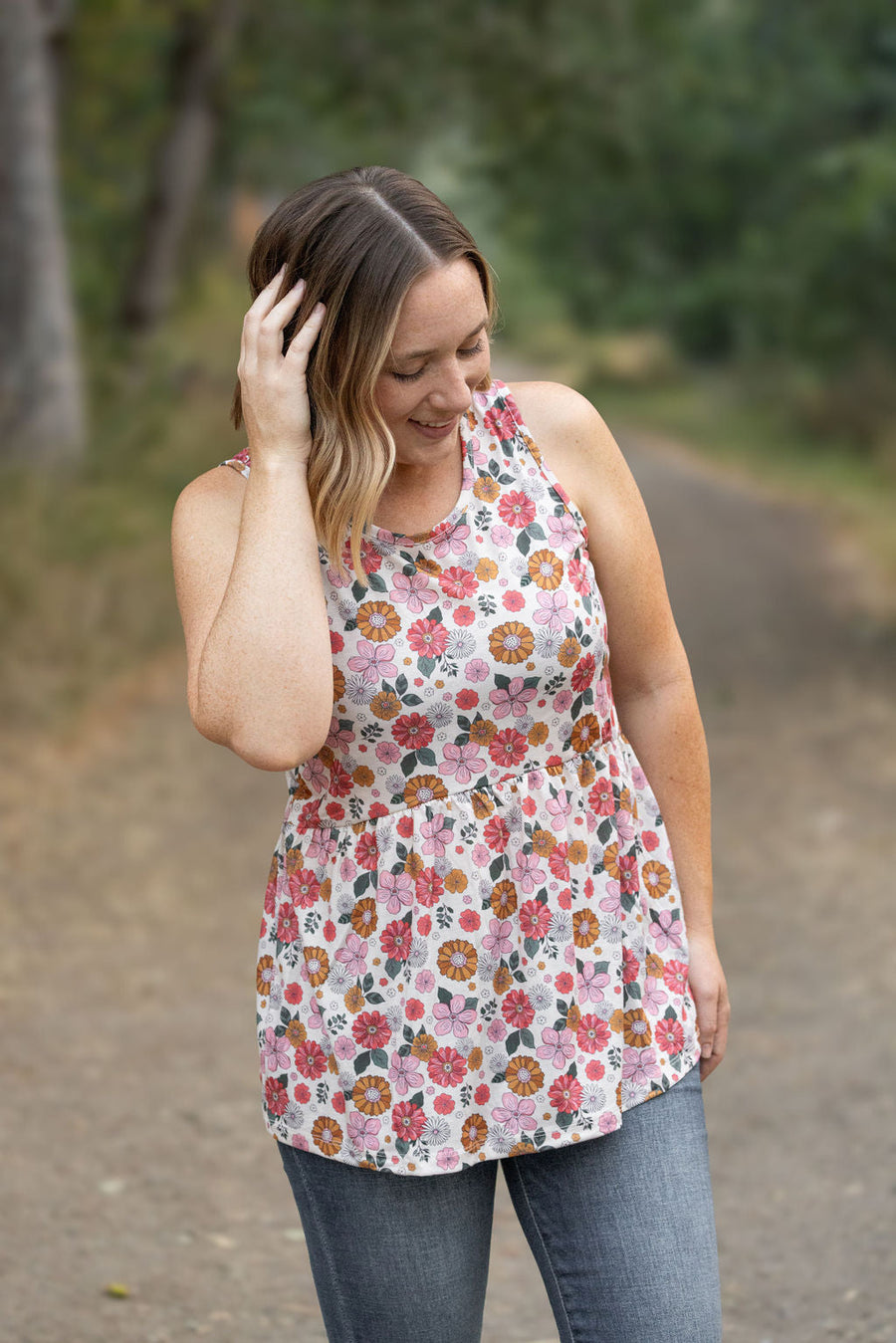 IN STOCK Renee Ruffle Tank - Fall Boho Floral FINAL SALE