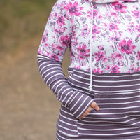 IN STOCK Hailey Pullover Hoodie - Pink Floral and Stripes