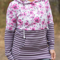 IN STOCK Hailey Pullover Hoodie - Pink Floral and Stripes